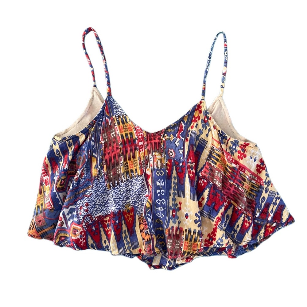 Women's Flowy Crop Top Colorful Boho Print